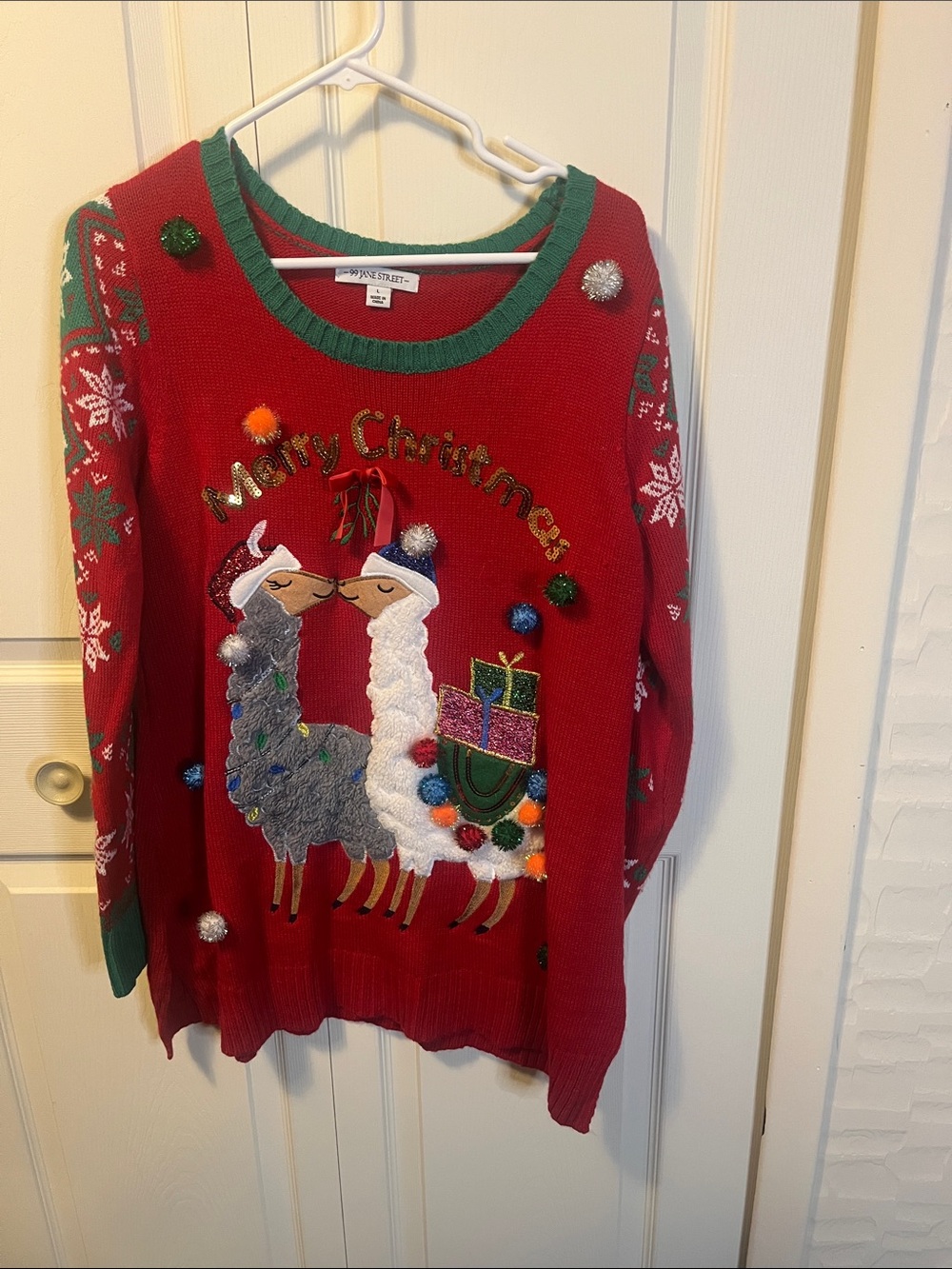 Holiday Llama Crewneck Sweater - Red